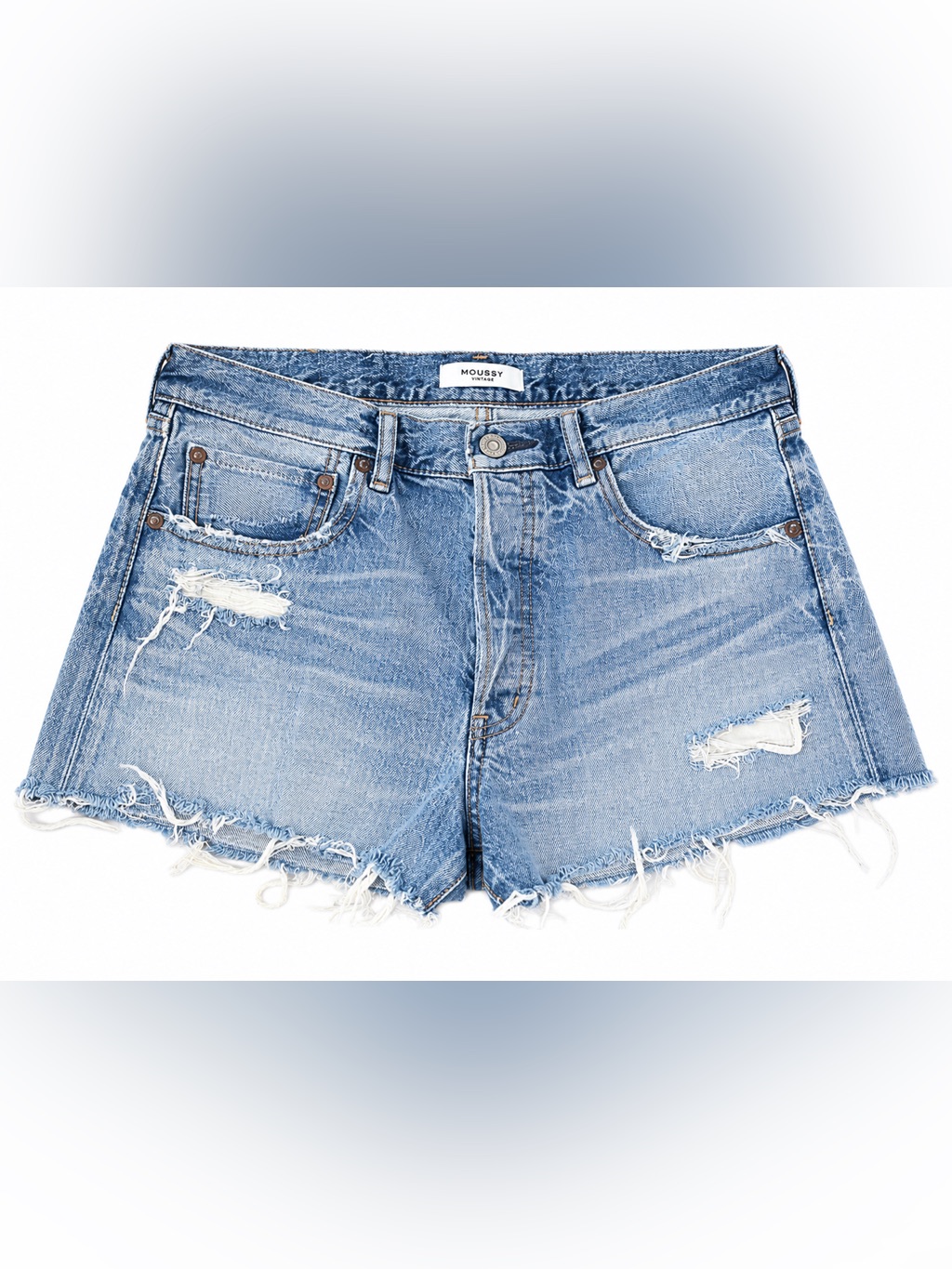Moussy Vintage Button Fly Distressed Cutoff Denim Shorts Size 27 Made In Japan